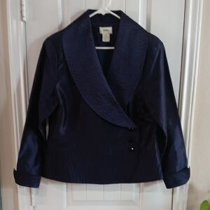 Neiman Marcus Blue Wrap Blazer with Shawl Collar